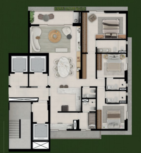 Planta do Apartamento no Edifício Angela Vieira 145M Analise - Alto Padrão