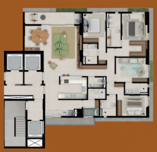 Planta do Apartamento no Edifício Angela Vieira 172M Analise - Alto Padrão