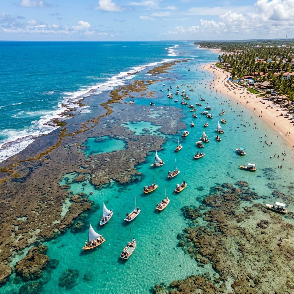 Piscinas naturais e recifes de corais em Porto de Galinhas, Rota DUE