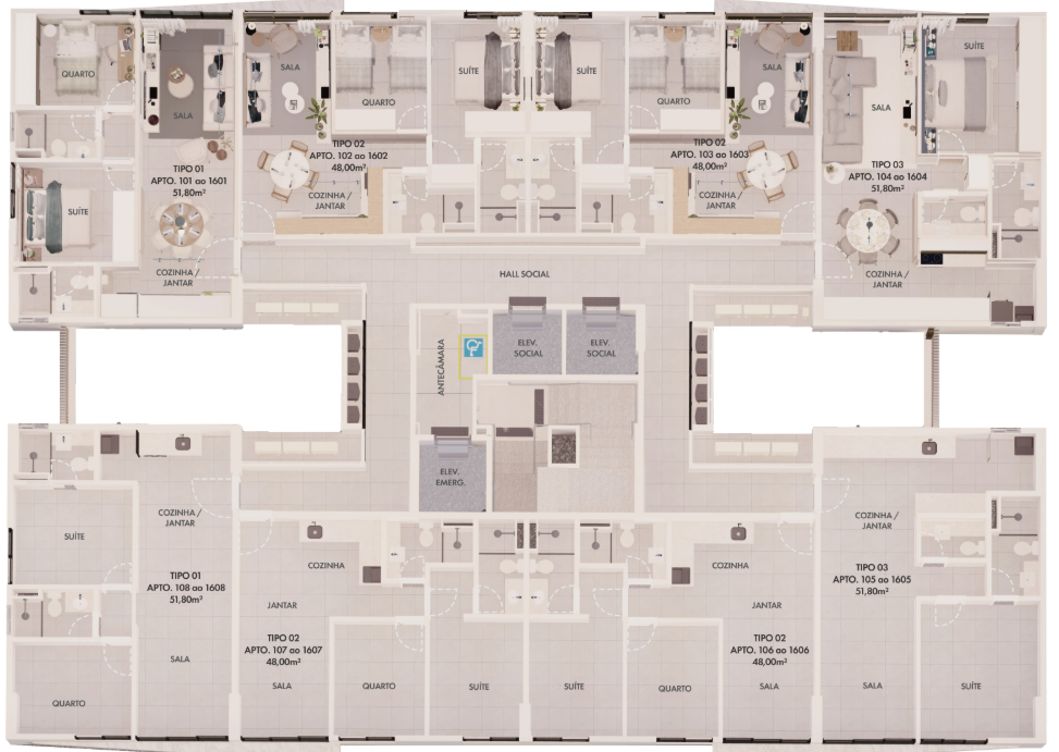 Planta do Apartamento no Edifício Time Square Analise em Boa Viagem