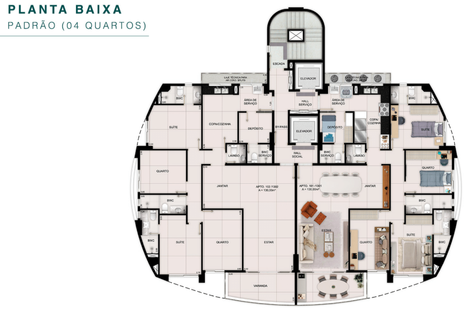Planta do Apartamento no Edifício Vilaca Analise 130M